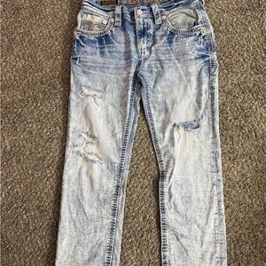 Rock Revival Light Wash Distressed Men’s Jeans